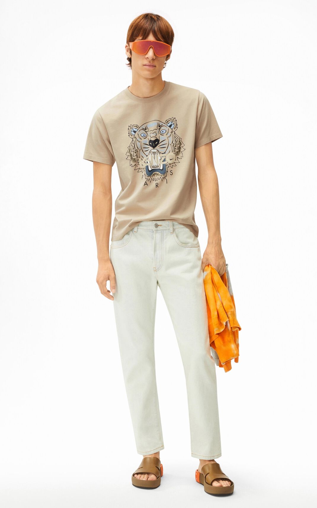 T Shirt Kenzo Tiger Homme Marron | XBIL-83019